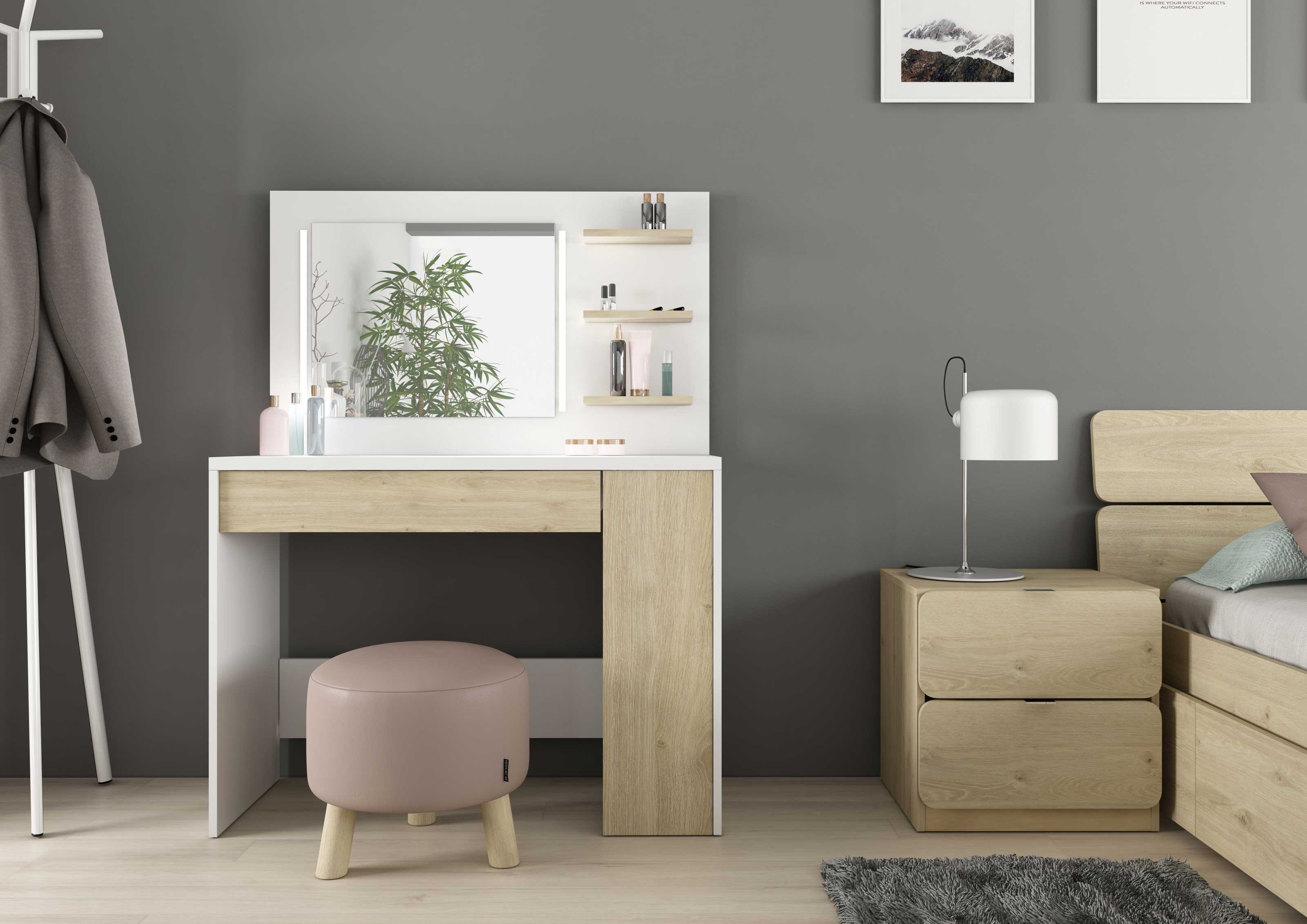 Coiffeuse Glamour - blanc/chêne - Image 5