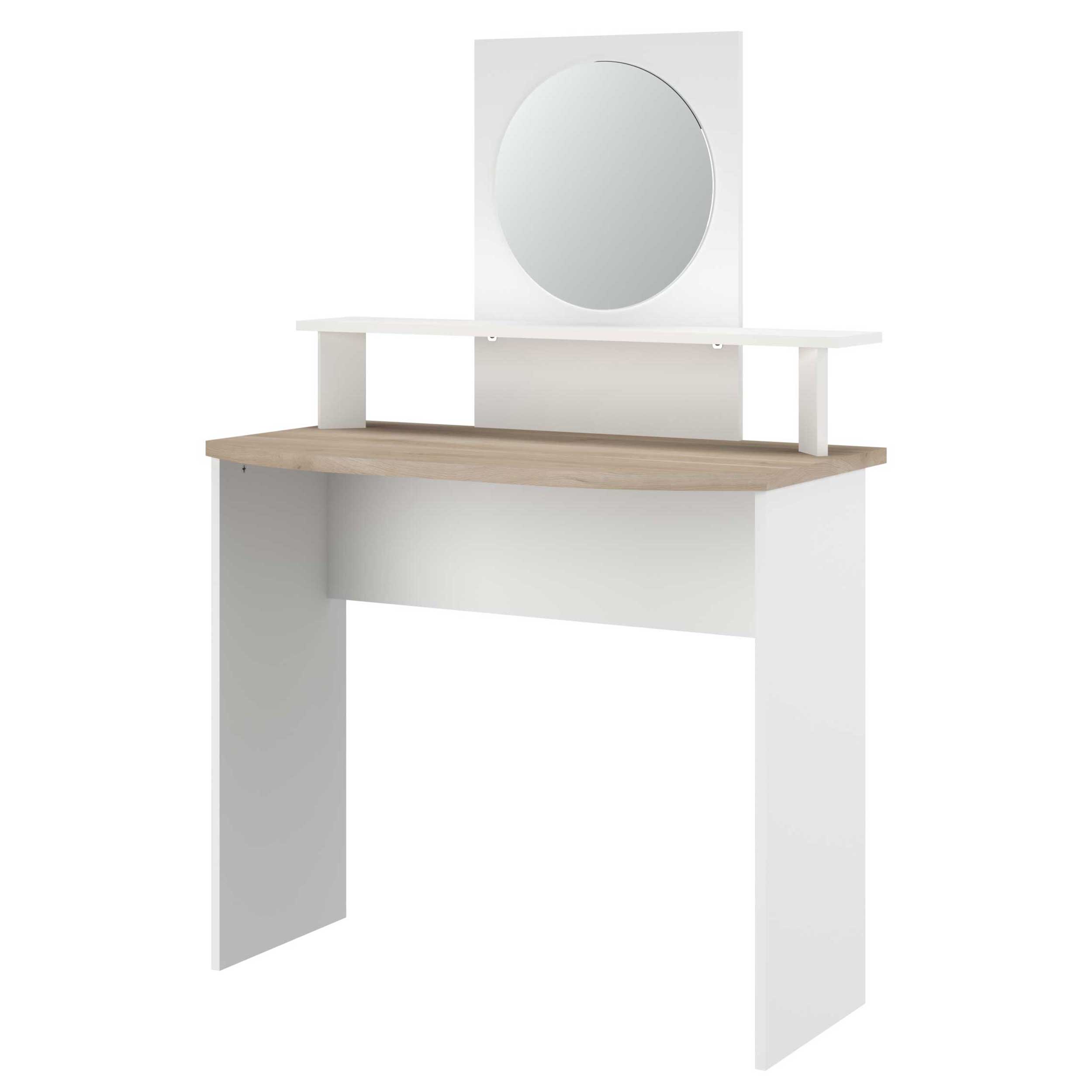 Coiffeuse Hardy-136cm-avec miroir-blanc/chêne - Image 2