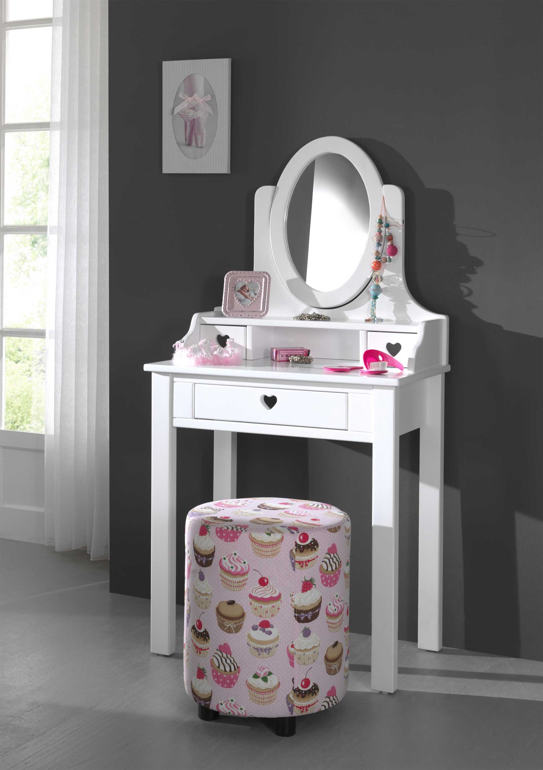 Coiffeuse pour enfants Amori avec miroir - blanc - Image 3