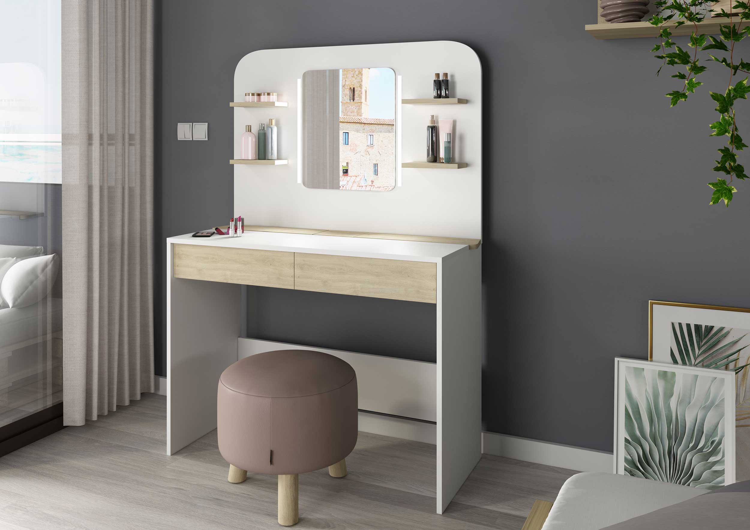 Coiffeuse Secret - chêne/blanc - Image 5