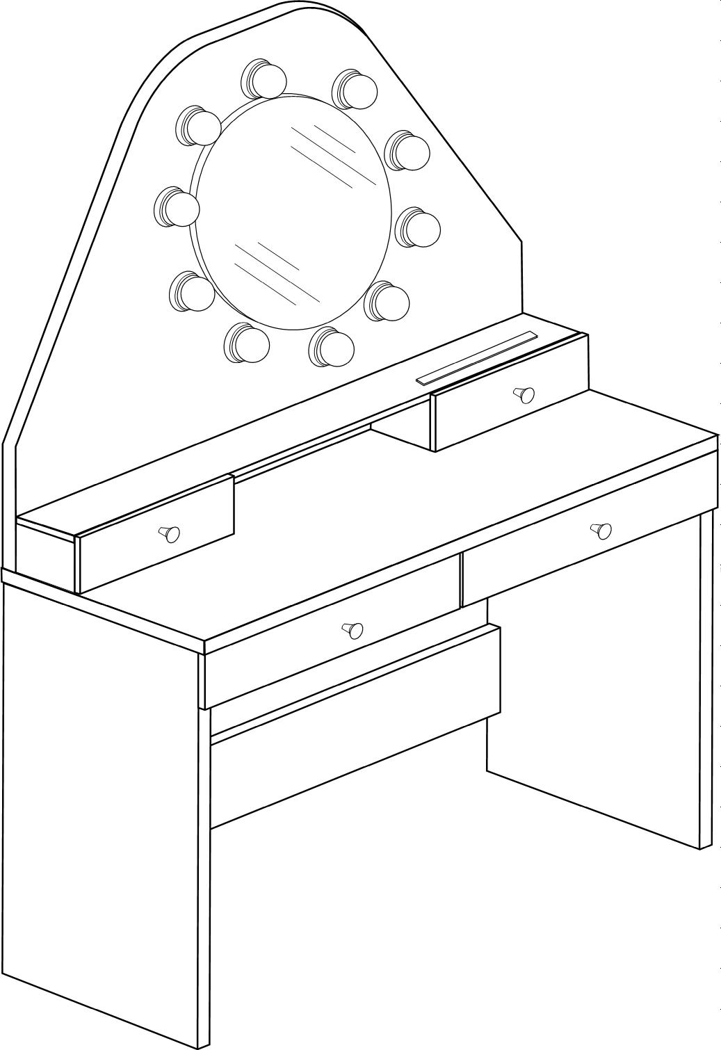 Coiffeuse Star avec éclairage - blanc - Image 2