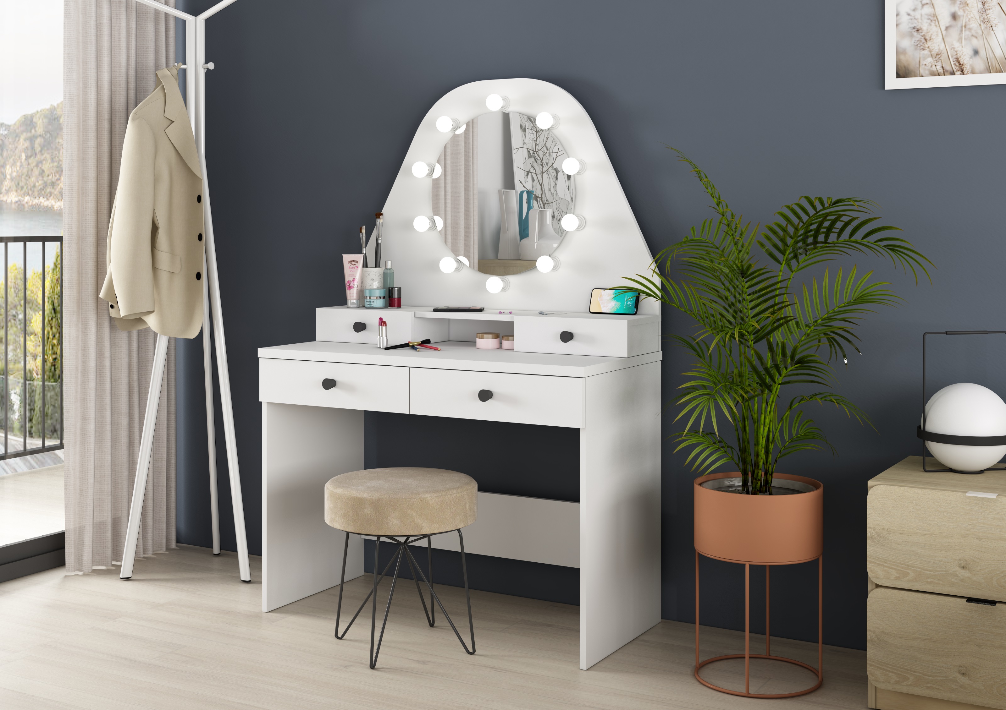 Coiffeuse Star avec éclairage - blanc - Image 6