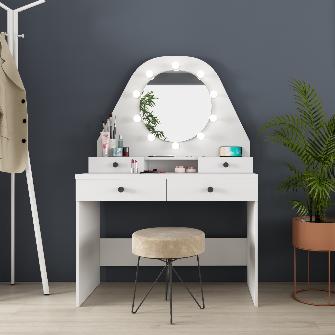 Coiffeuse Star avec éclairage - blanc