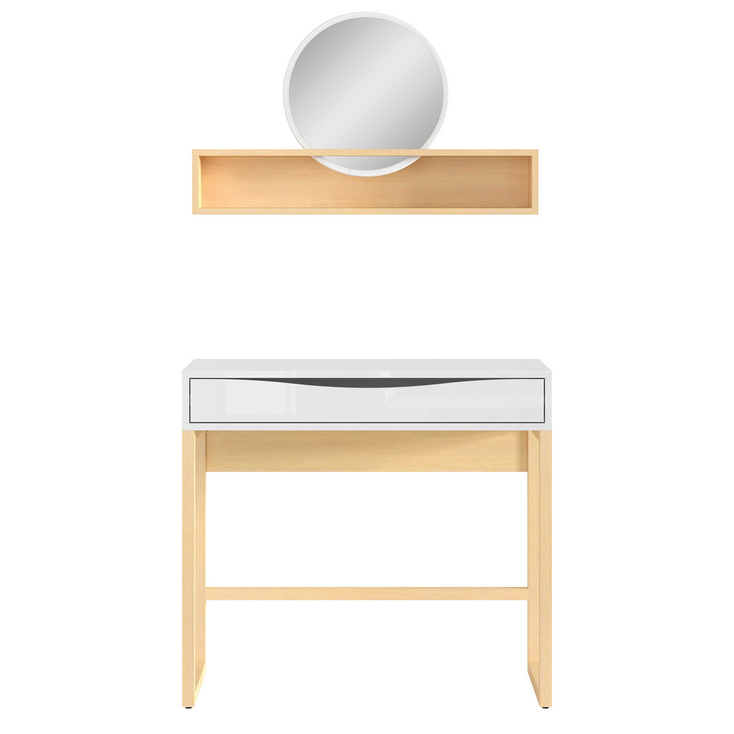 Coiffeuse Vayen 85cm 1 tiroir - chêne clair/blanc - Image 3