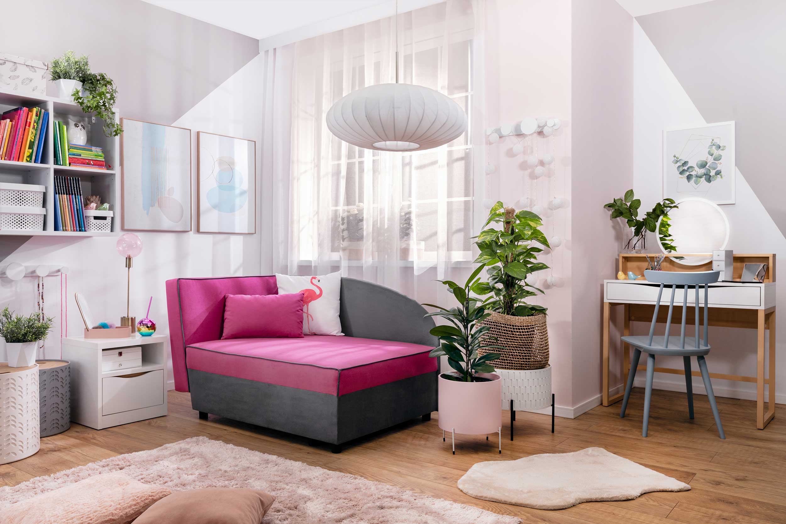 Coiffeuse Vayen 85cm 1 tiroir - chêne clair/blanc - Image 5