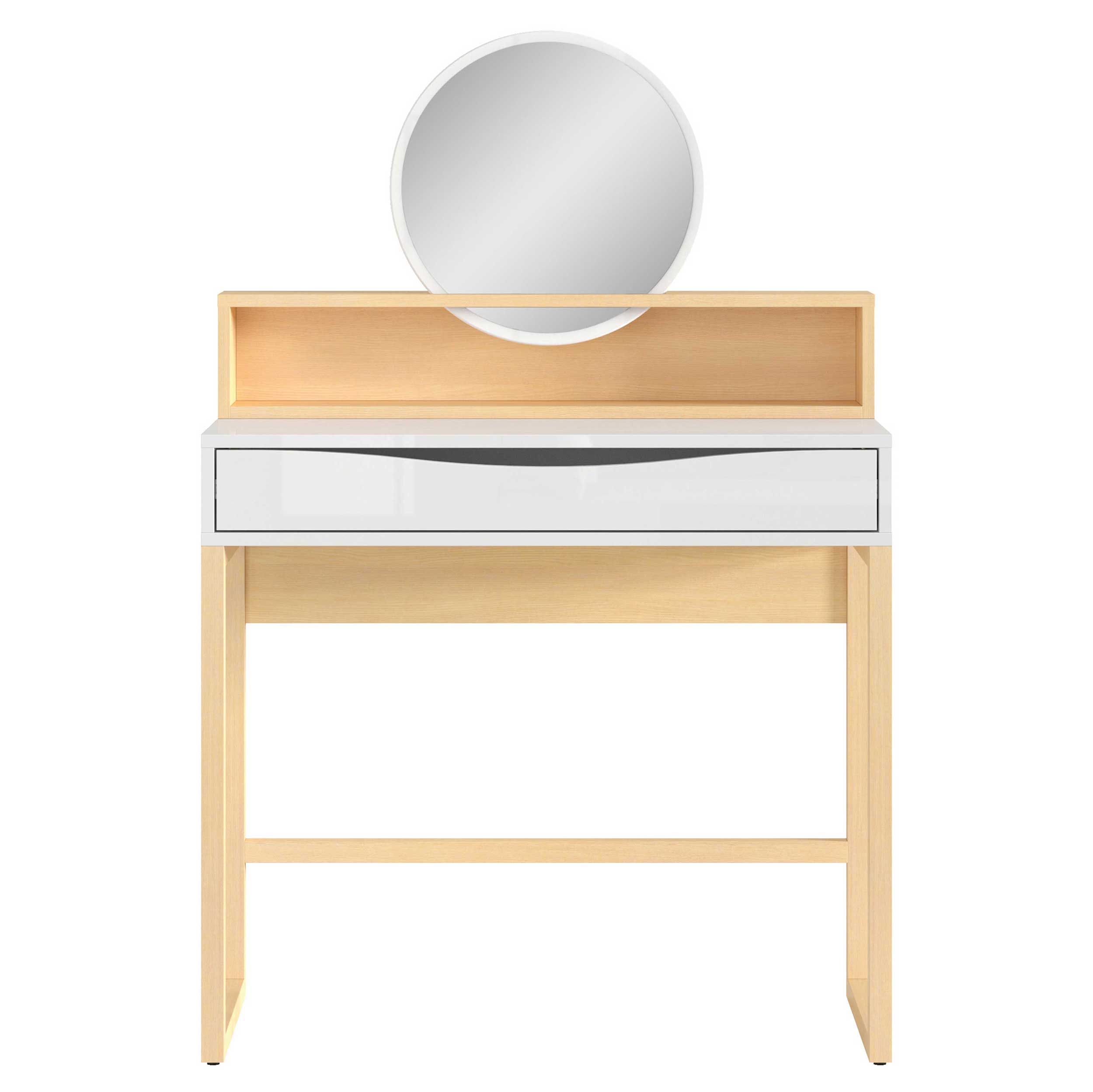 Coiffeuse Vayen 85cm 1 tiroir - chêne clair/blanc - Image 6