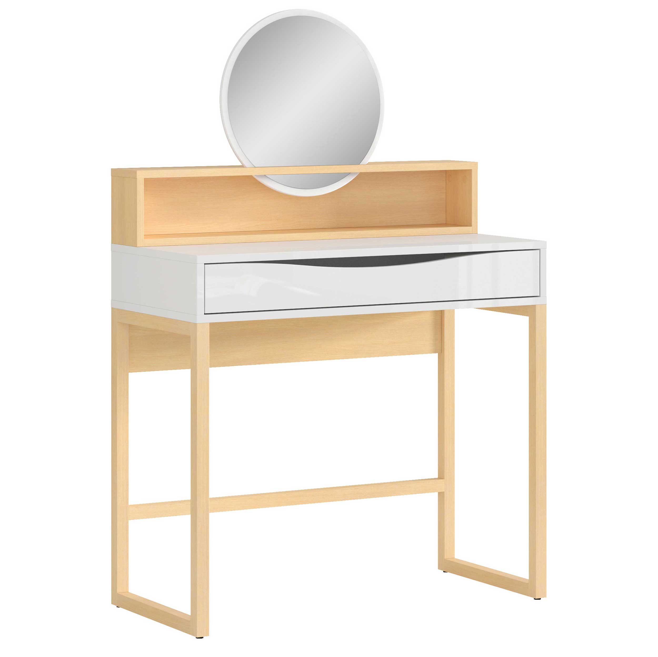 Coiffeuse Vayen 85cm 1 tiroir - chêne clair/blanc - Image 10