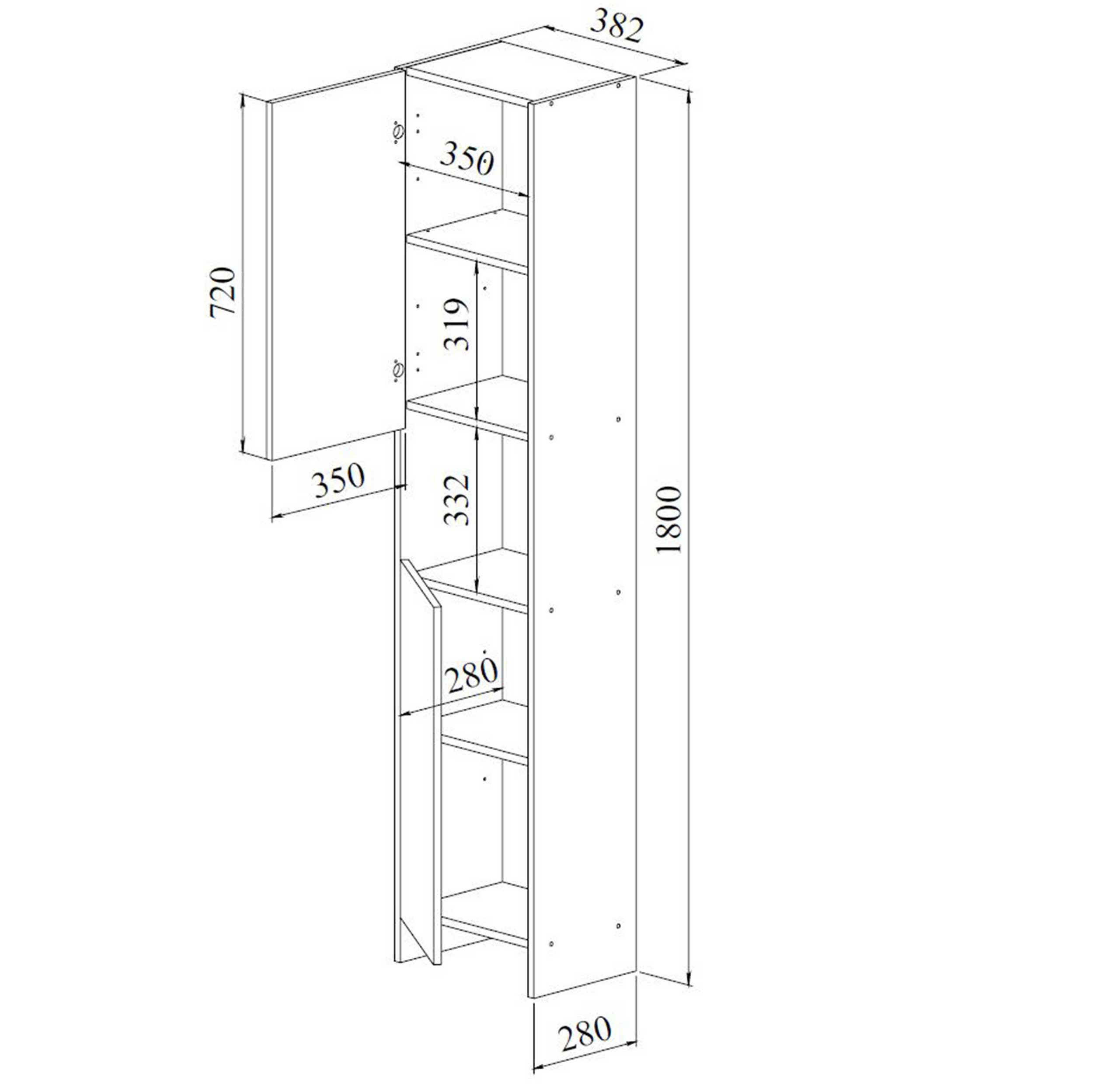 Colonne Biarritz 2 portes - blanc/chêne - Image 2