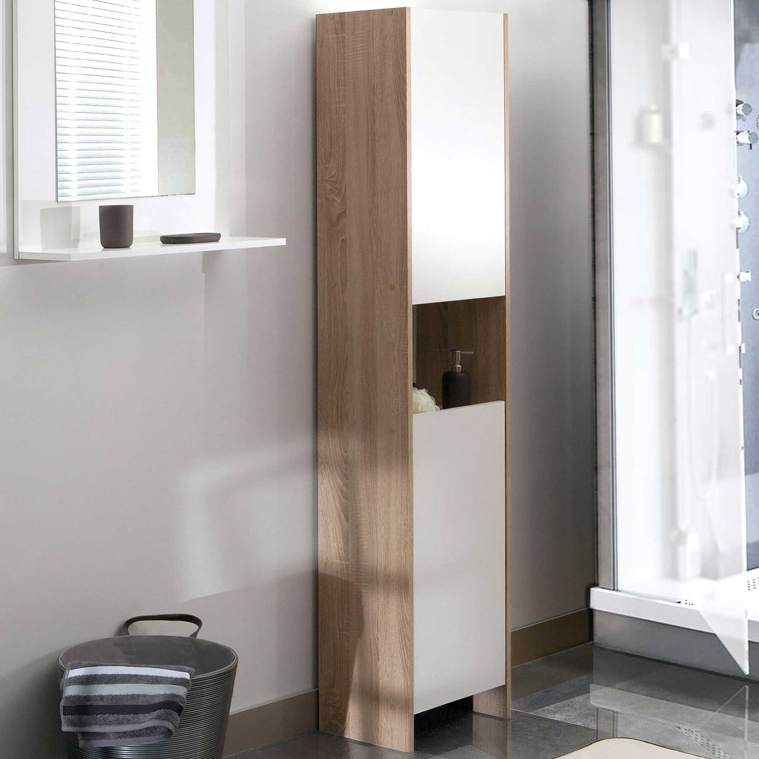Colonne Biarritz 2 portes - blanc/chêne - Image 1