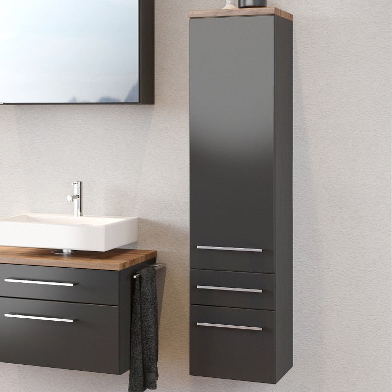 Colonne Dasa 30cm 1 porte & 2 tiroirs - graphite/gris mat - Image 1