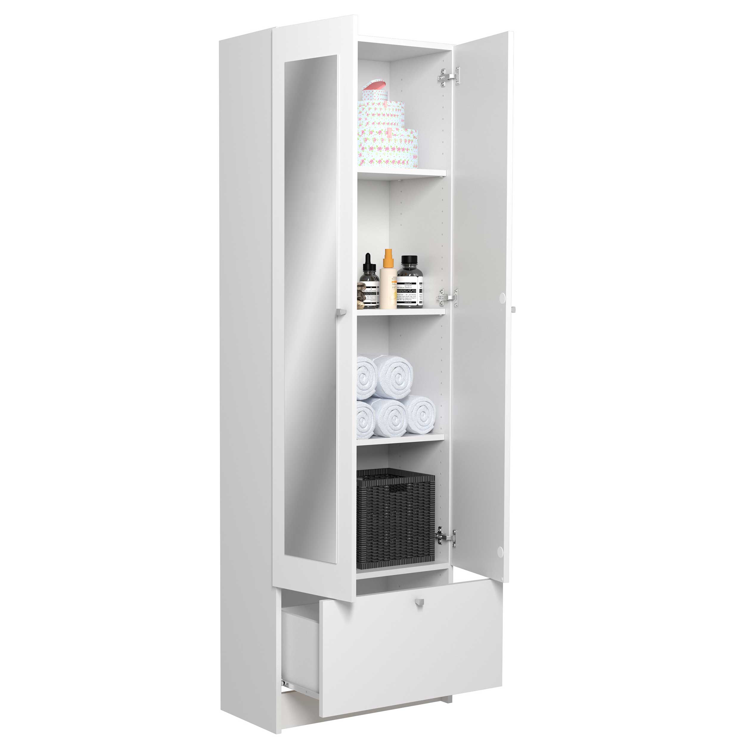 Colonne de salle de bains Fares 59cm à 2 portes & 1 tiroir - blanc - Image 6