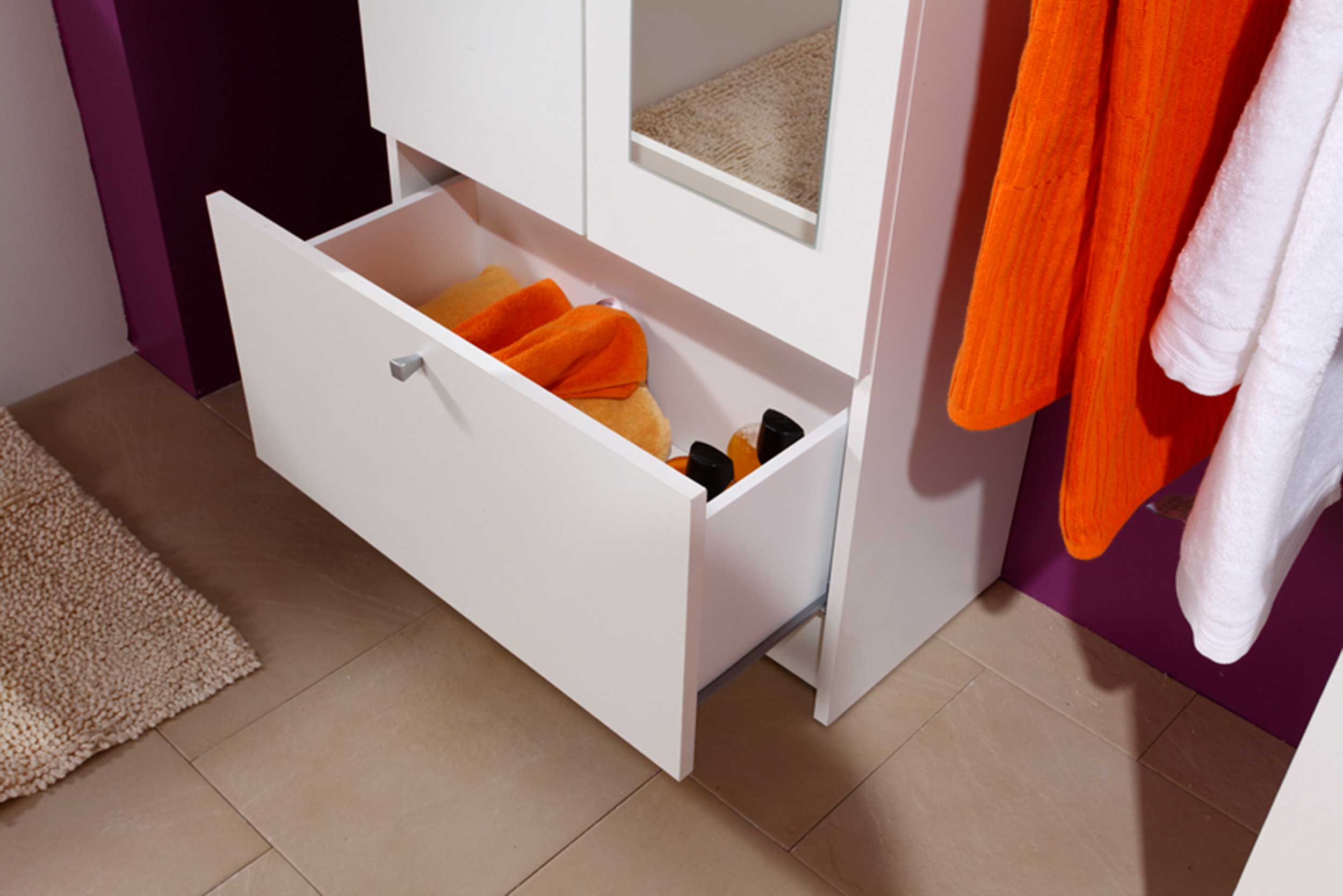 Colonne de salle de bains Fares 59cm à 2 portes & 1 tiroir - blanc - Image 7