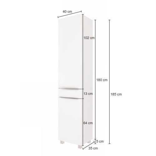 Colonne Hansen 40cm 2 portes et 1 tiroir - blanc - Image 9