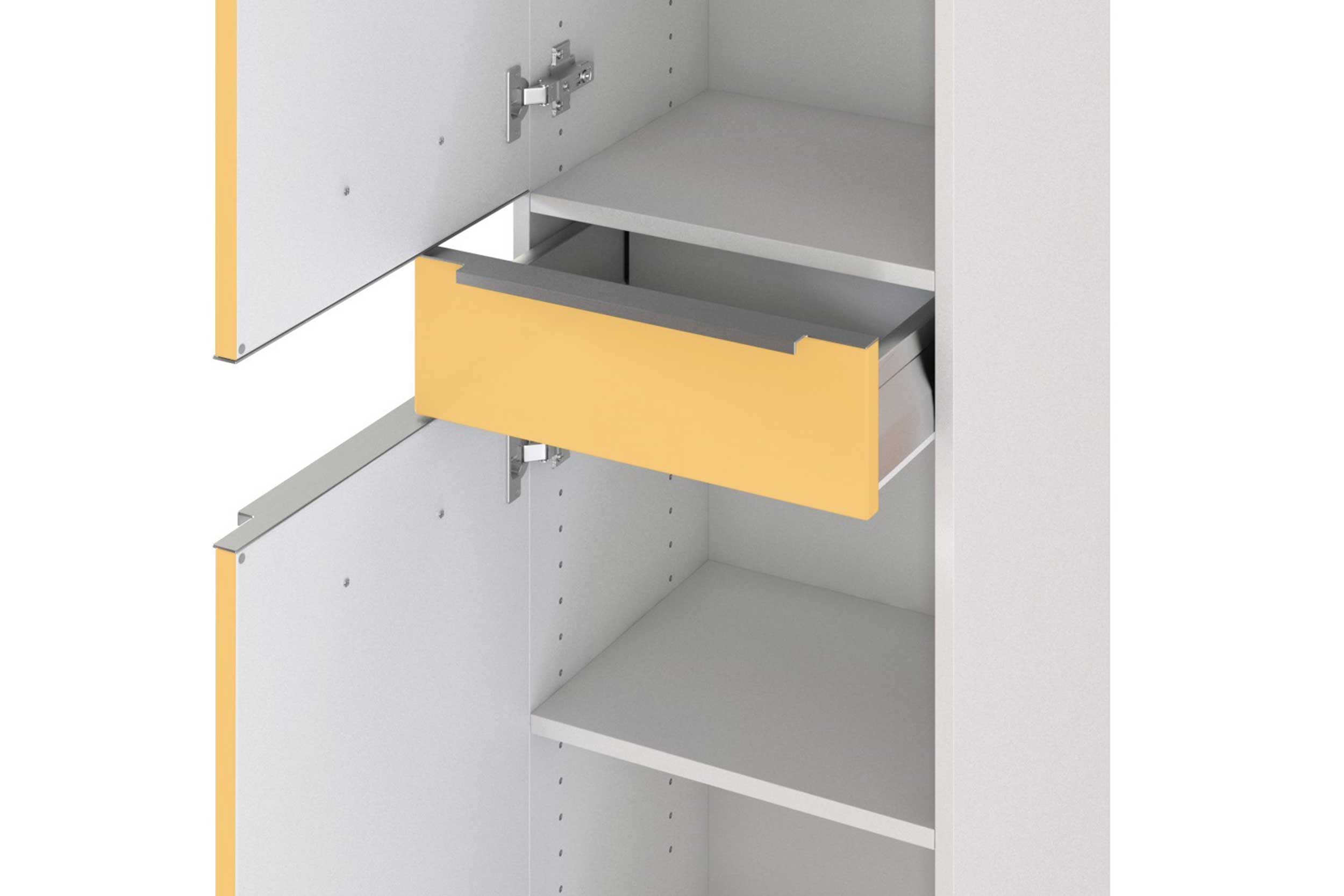 Colonne Hansen 40cm 2 portes et 1 tiroir - jaune/blanc - Image 6