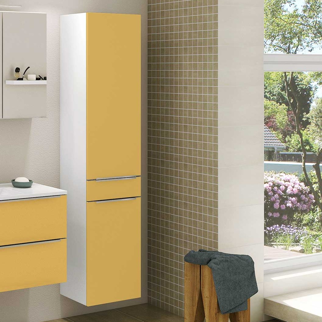 Colonne Hansen 40cm 2 portes et 1 tiroir - jaune/blanc - Image 1