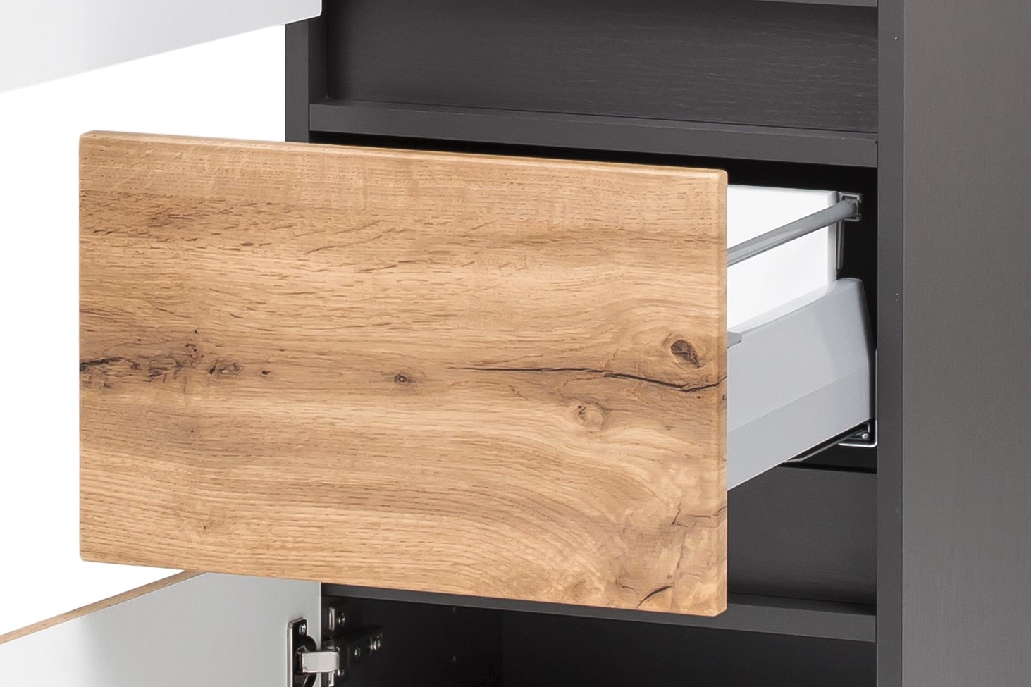Colonne Kornel/Luna 40cm 2 portes & 1 tiroir - gris graphite/chêne - Image 6