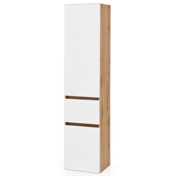 Colonne Kornel/Luna 40cm 2 portes & 1 tiroir - chêne/blanc mat