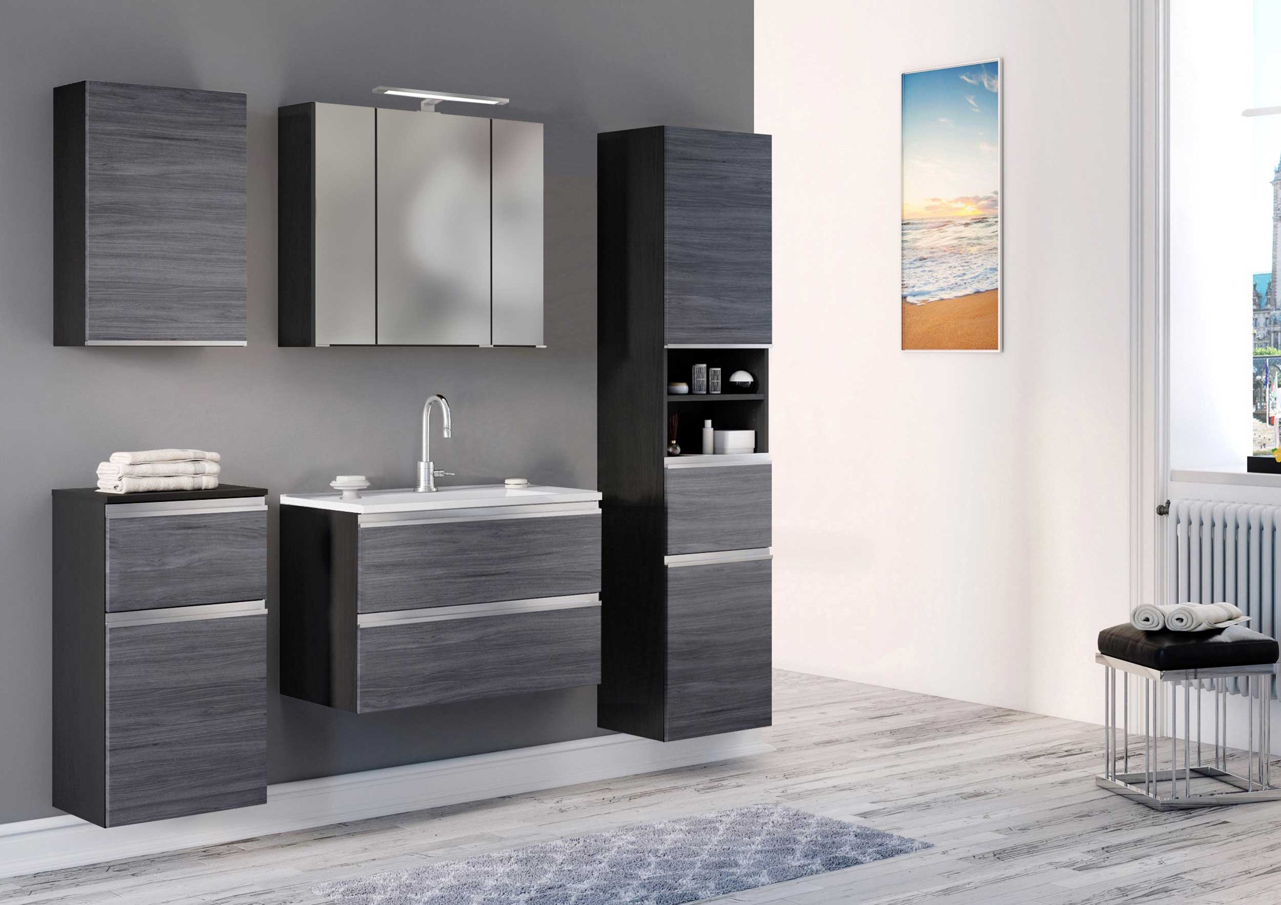 Colonne Lotuk haute avec 2 portes & 1 tiroir - chêne gris - Image 2