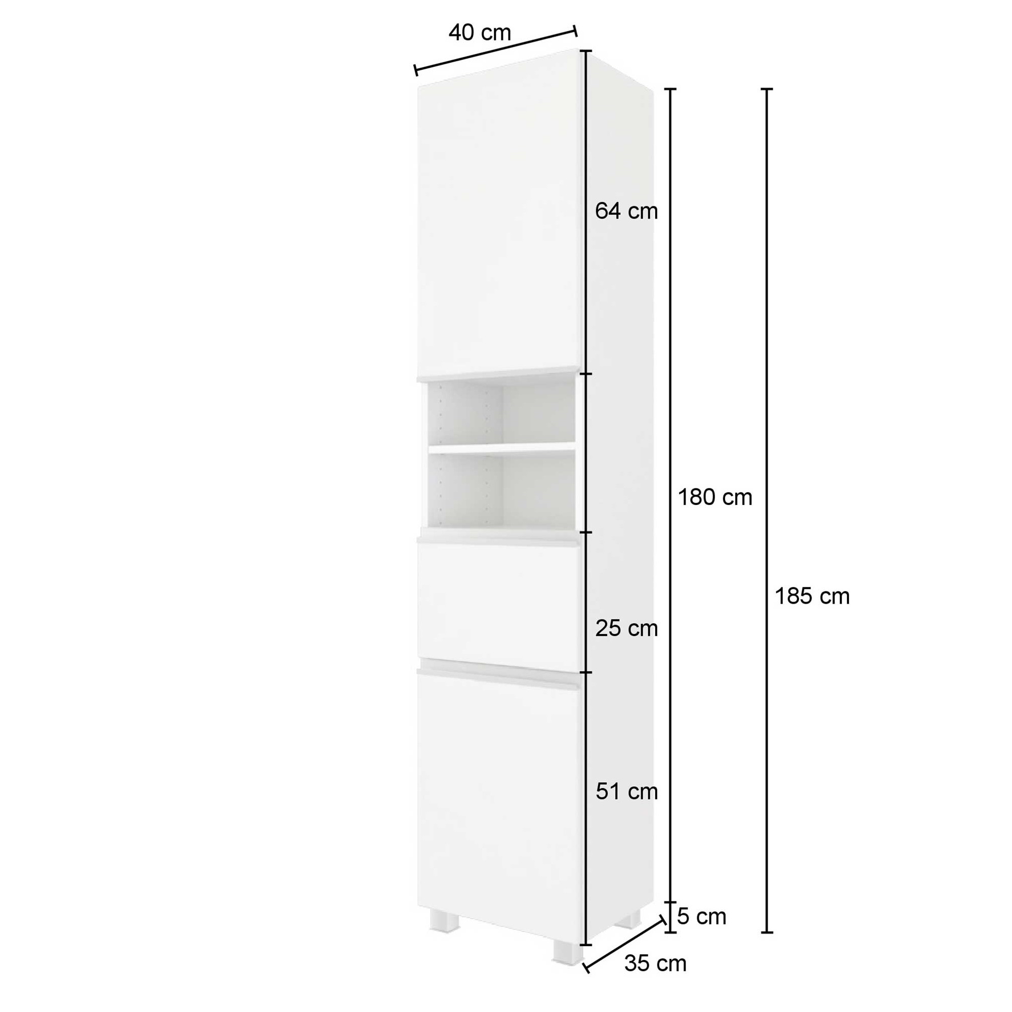 Colonne Lotuk haute avec 2 portes & 1 tiroir - chêne gris - Image 12