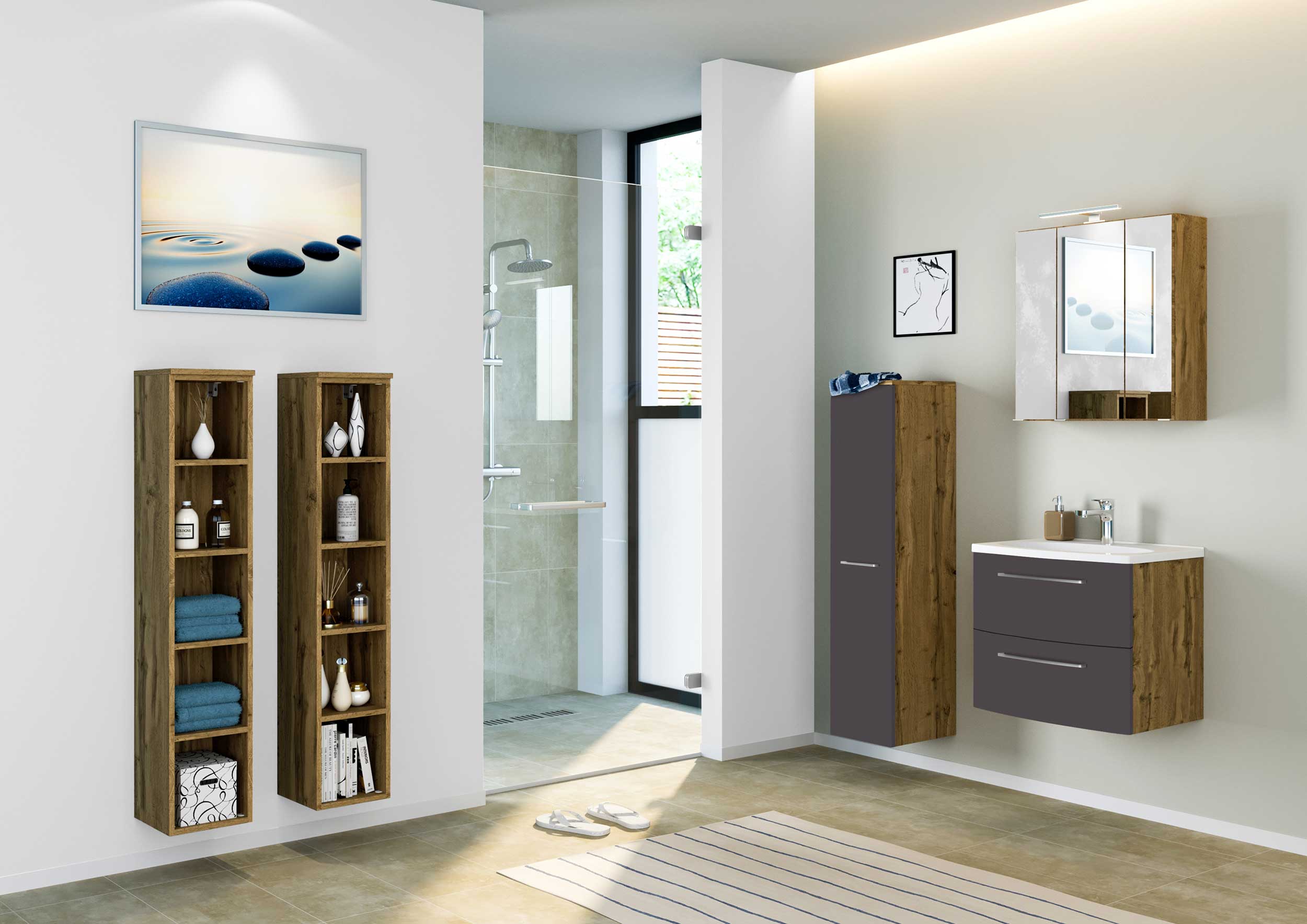 Colonne ouverte Gene 25cm - chêne wotan - Image 8