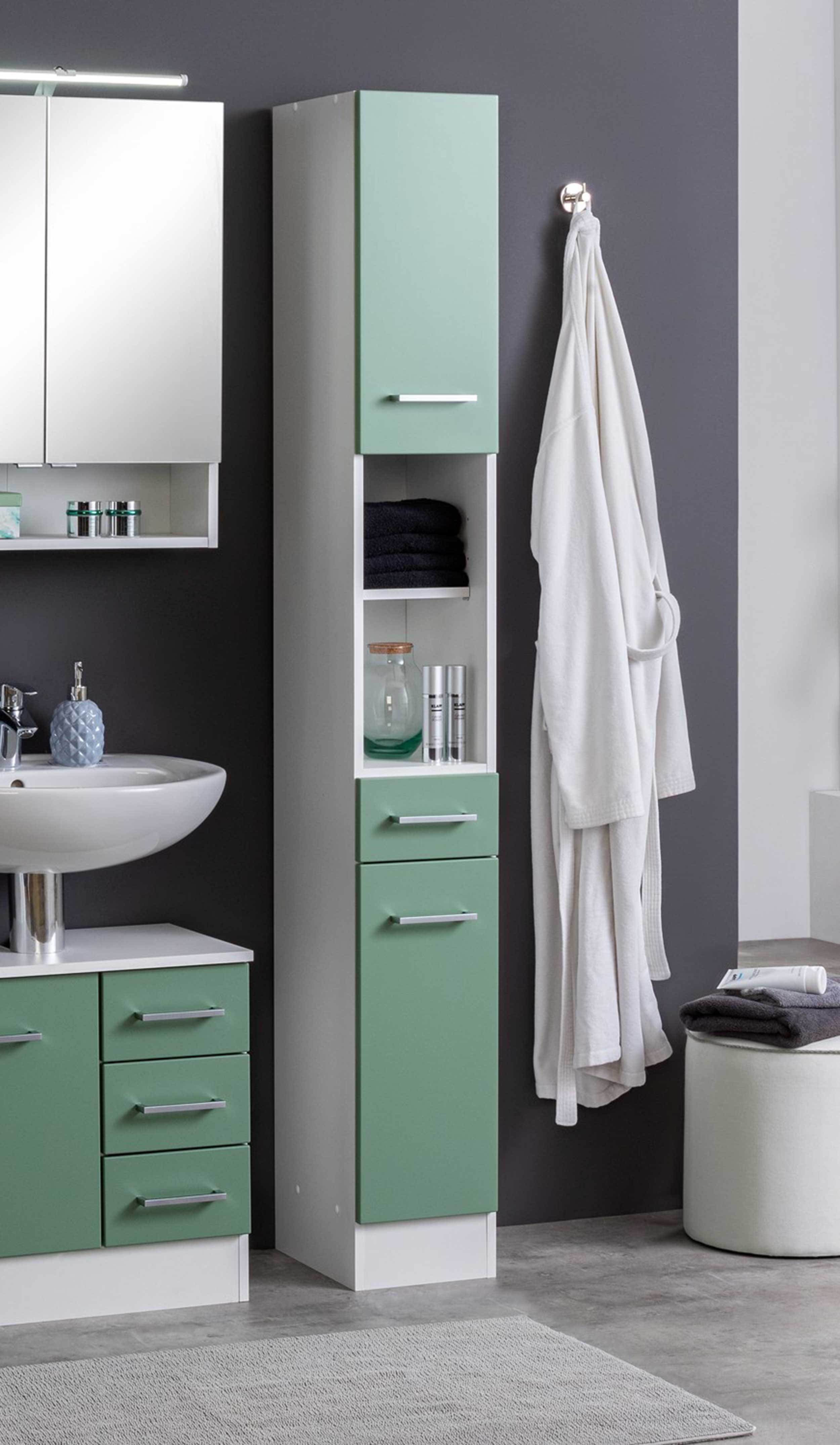 Colonne Ricca 25cm 2 portes & 1 tiroir - blanc/vert - Image 12