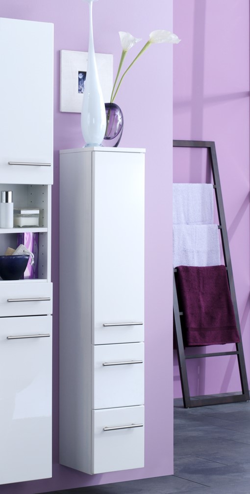 Colonne salle de bains Small 25cm 1 porte & 2 tiroirs - blanc brillant - Image 4