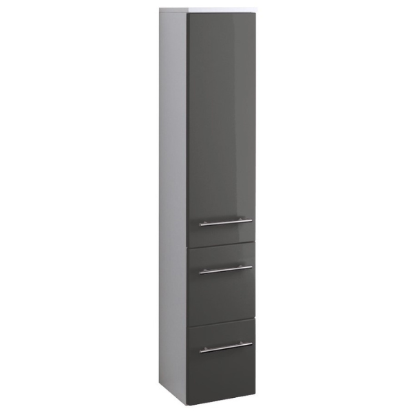 Colonne salle de bains Small 25cm 1 porte & 2 tiroirs - gris brillant