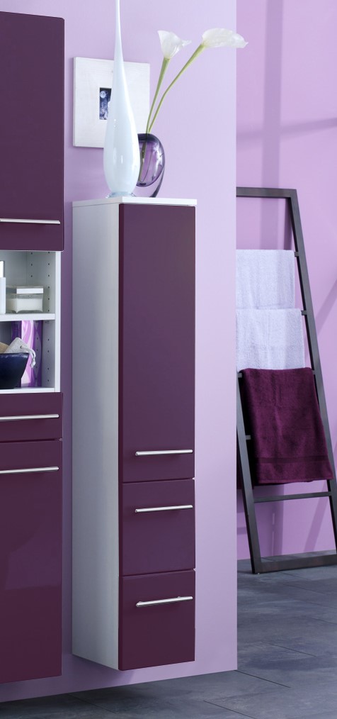 Colonne salle de bains Small 25cm 1 porte & 2 tiroirs - violet brillant - Image 11