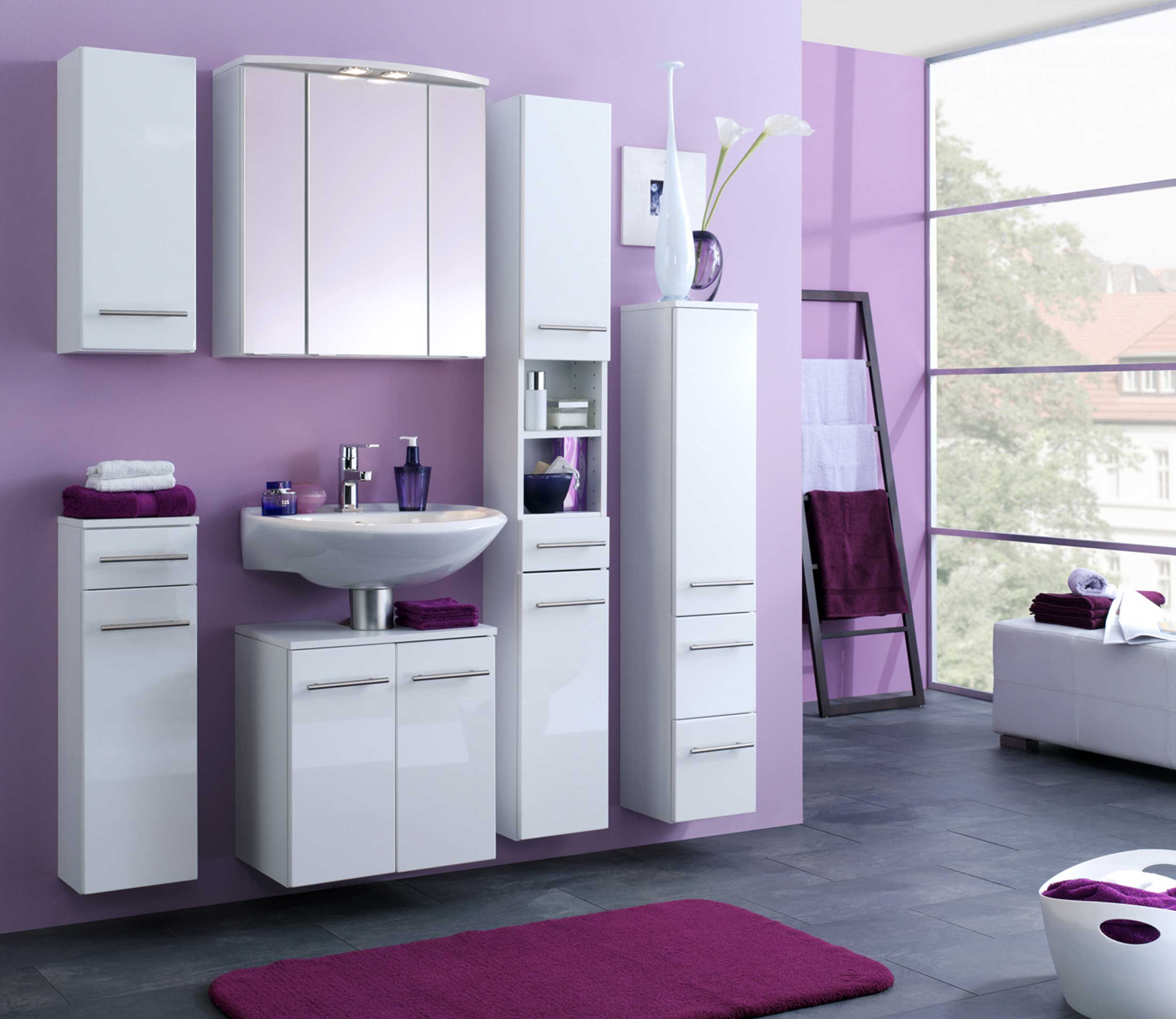 Colonne salle de bains Small 25cm 1 tiroir & 2 portes - blanc brillant - Image 4