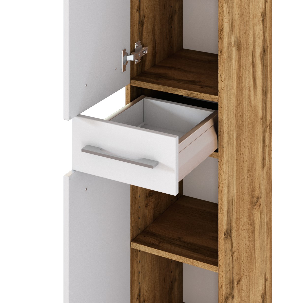 Colonne Sefa 30cm 2 portes & 1 tiroir - chêne/blanc - Image 6