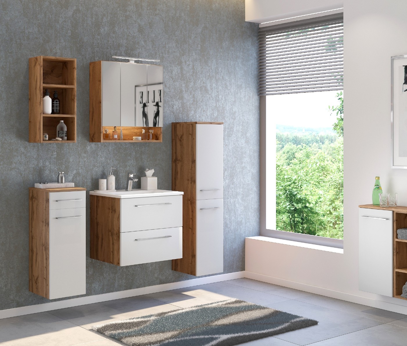 Colonne Sefa 30cm 2 portes - chêne/blanc - Image 5