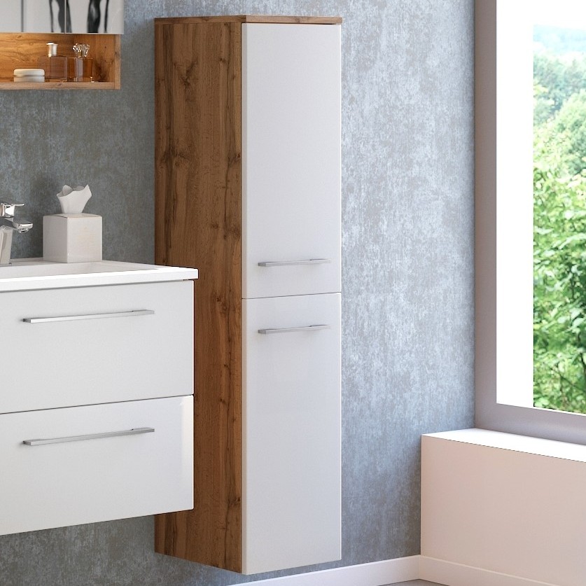 Colonne Sefa 30cm 2 portes - chêne/blanc