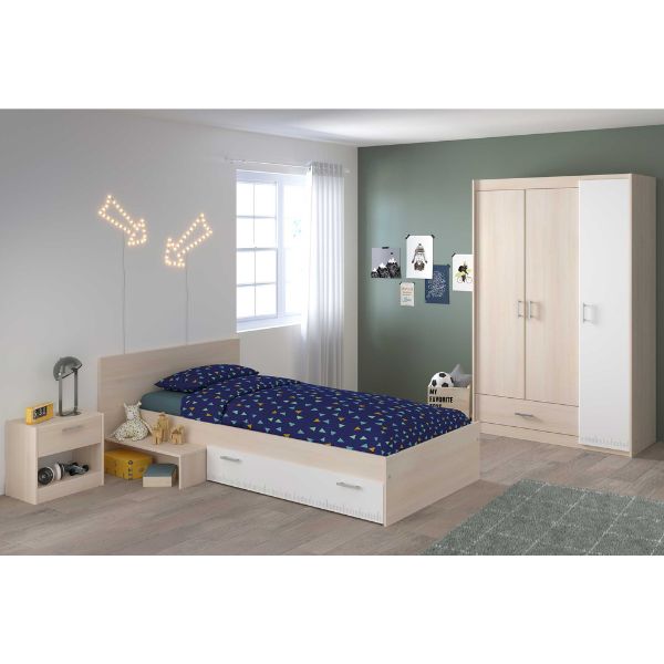 Combinaison chambre d'enfant Charly 90x200 | Lit d'enfant, table de chevet, armoire