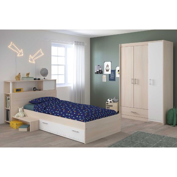 Combinaison de chambre d'enfant Charly 90x190 | Lit d'enfant, stockage, armoire
