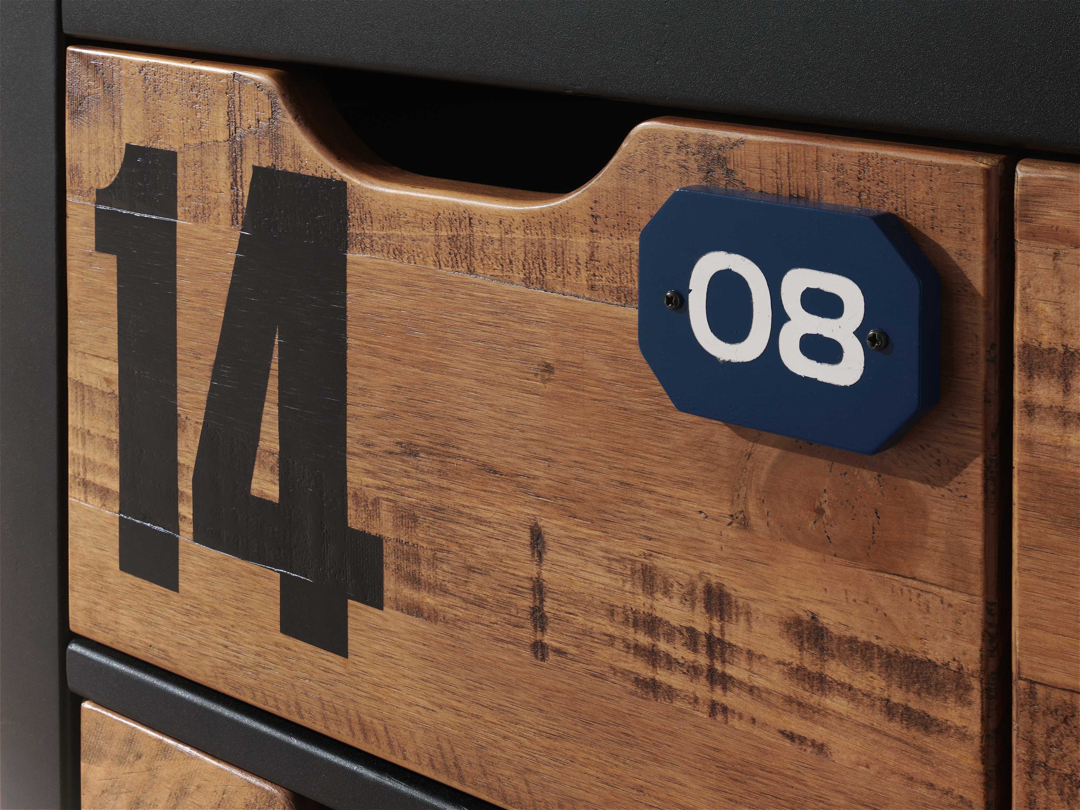 Commode Alex avec 4 tiroirs - pin/anthracite - Image 2