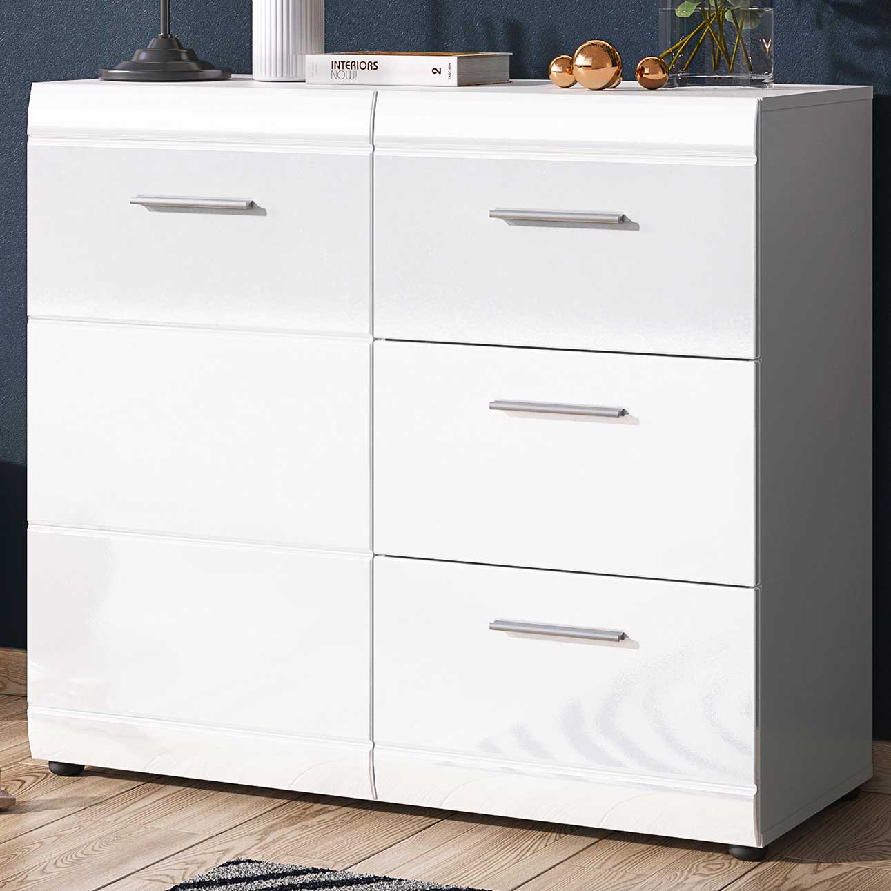 Commode Allan avec 3 tiroirs & 1 porte - blanc