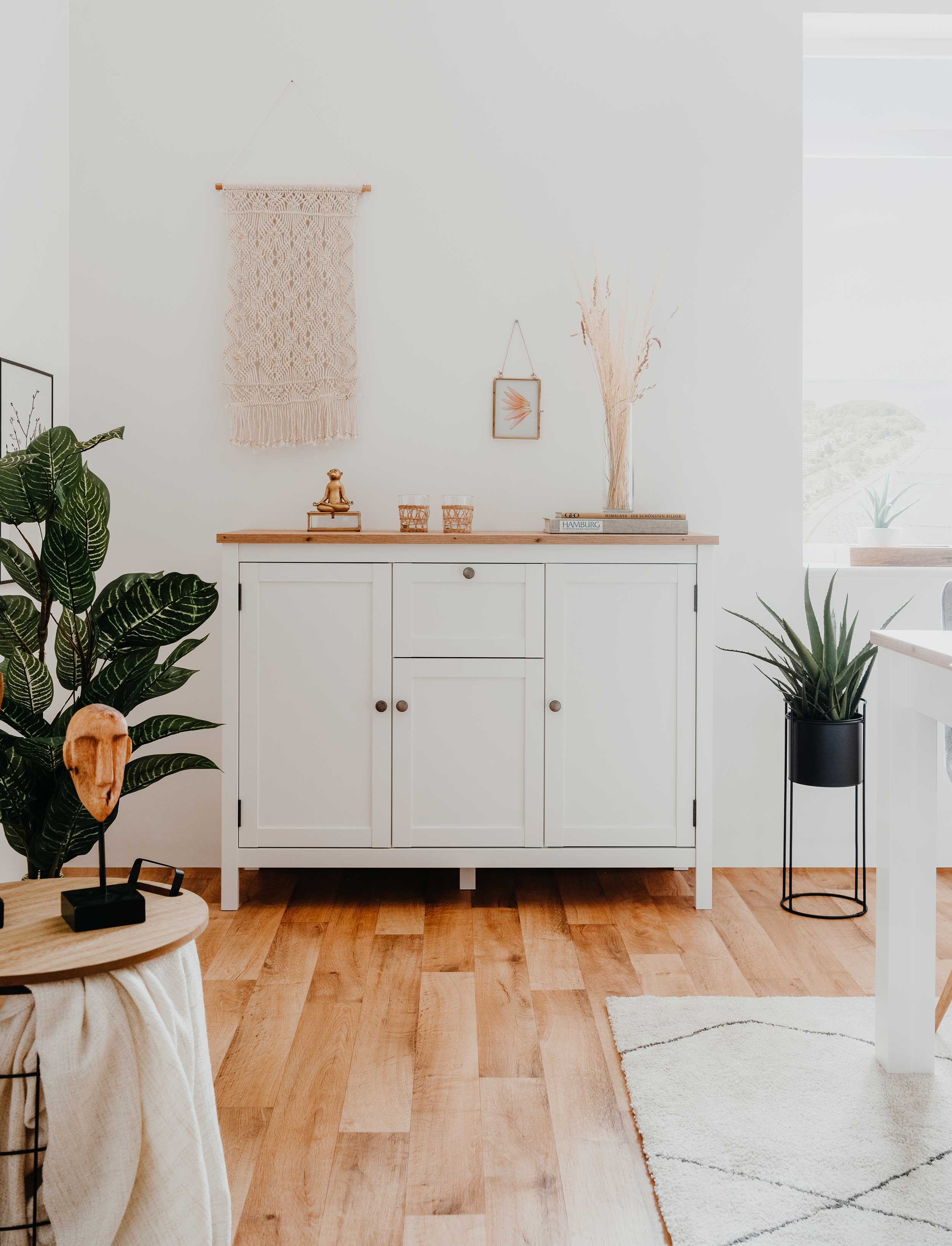 Commode Berge 120cm 3 portes & 1 tiroir - blanc/chêne - Image 12