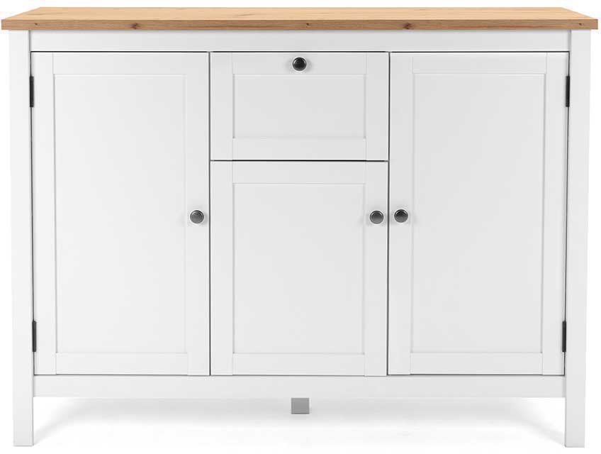 Commode Berge 120cm 3 portes & 1 tiroir - blanc/chêne - Image 10