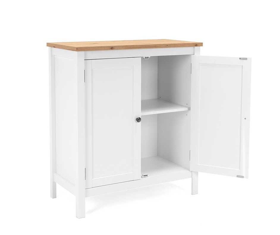Commode Berge 80cm 2 portes - blanc/chêne - Image 4