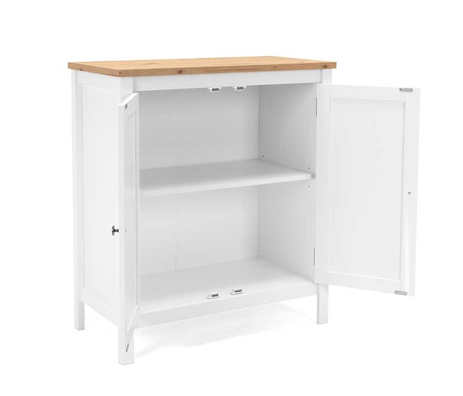 Commode Berge 80cm 2 portes - blanc/chêne - Image 5