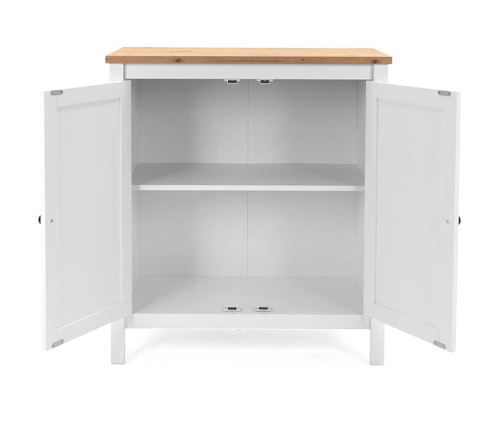 Commode Berge 80cm 2 portes - blanc/chêne - Image 6