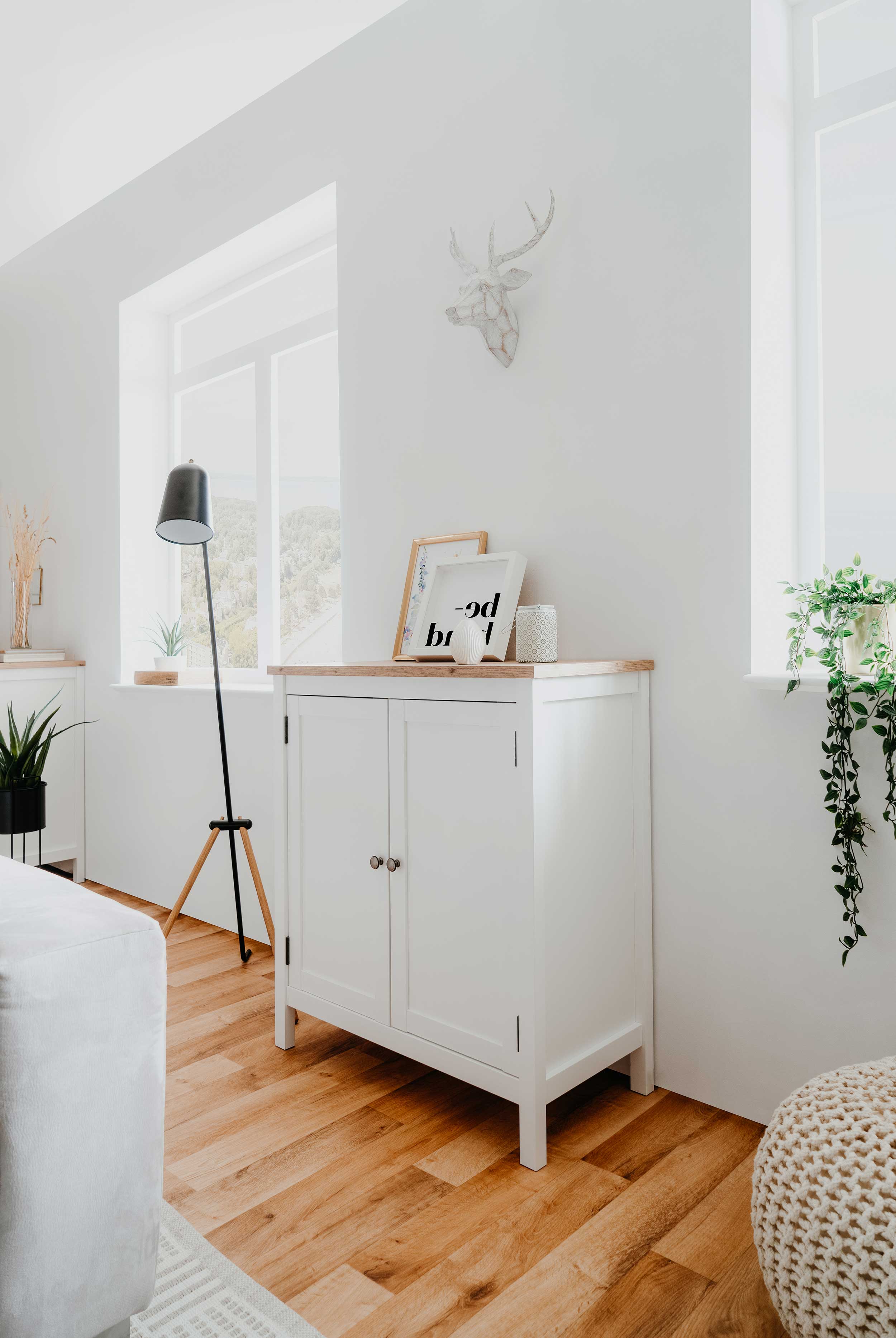 Commode Berge 80cm 2 portes - blanc/chêne - Image 8