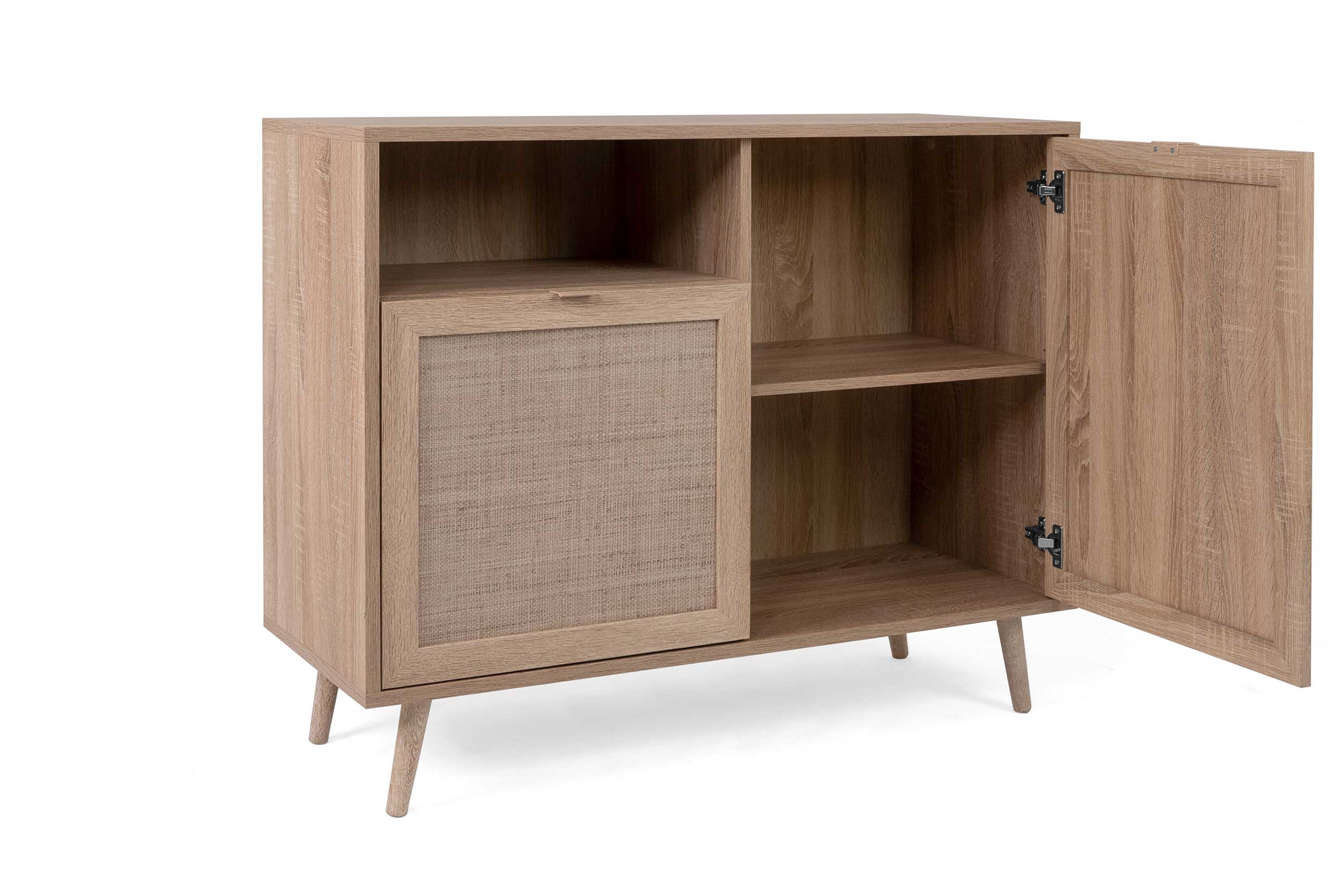 Commode Bilal 102cm 2 portes - chêne/raphia imprimé - Image 7