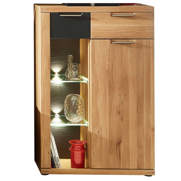 Commode Blanka 80cm 1 porte & 2 tiroirs - chêne/anthracite - Image 4