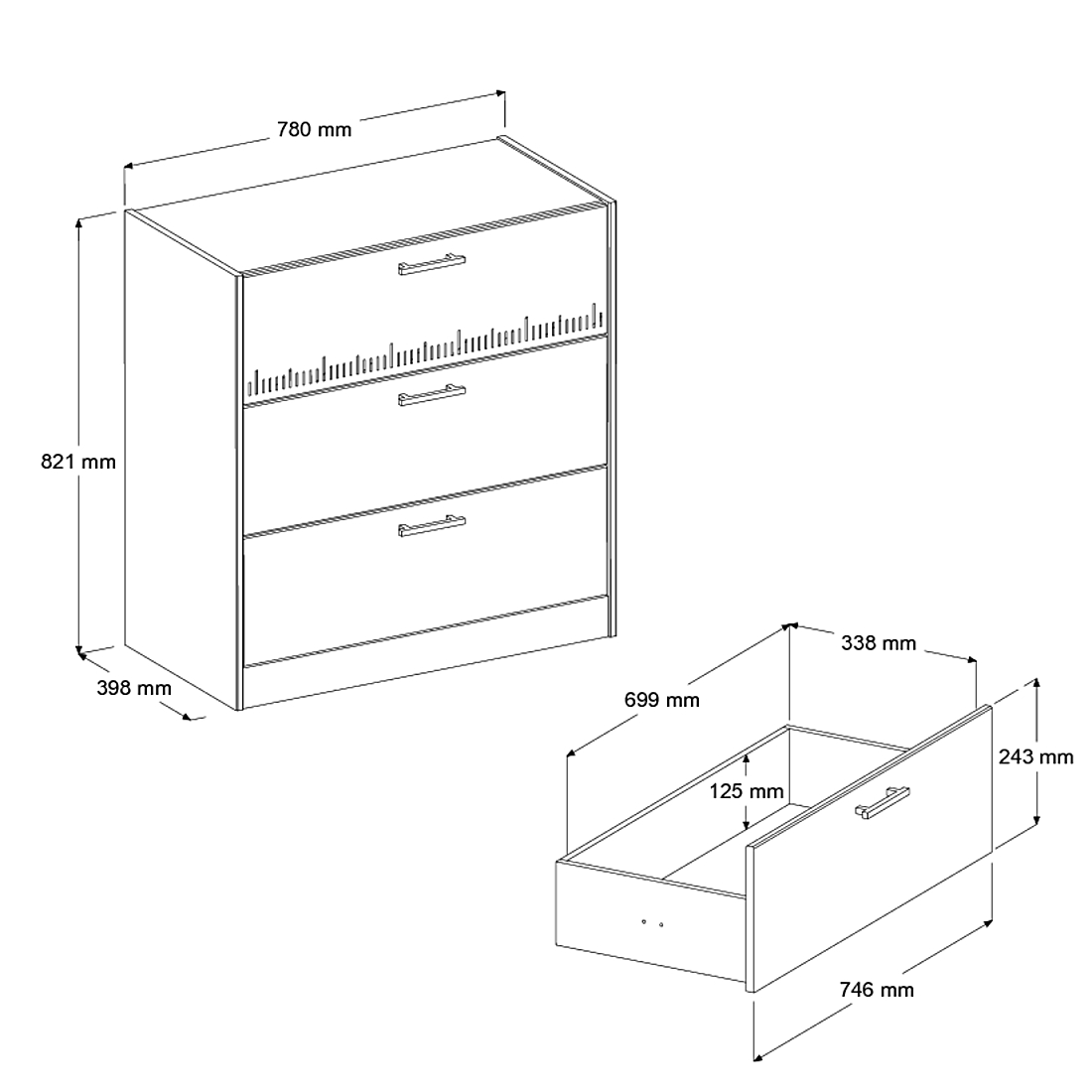 Commode Carlos 3 tiroirs - Image 2