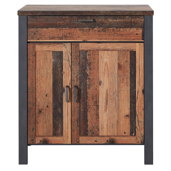 Commode Carthago 94cm avec 2 portes & 1 tiroir - vieux chêne/anthracite - Image 2