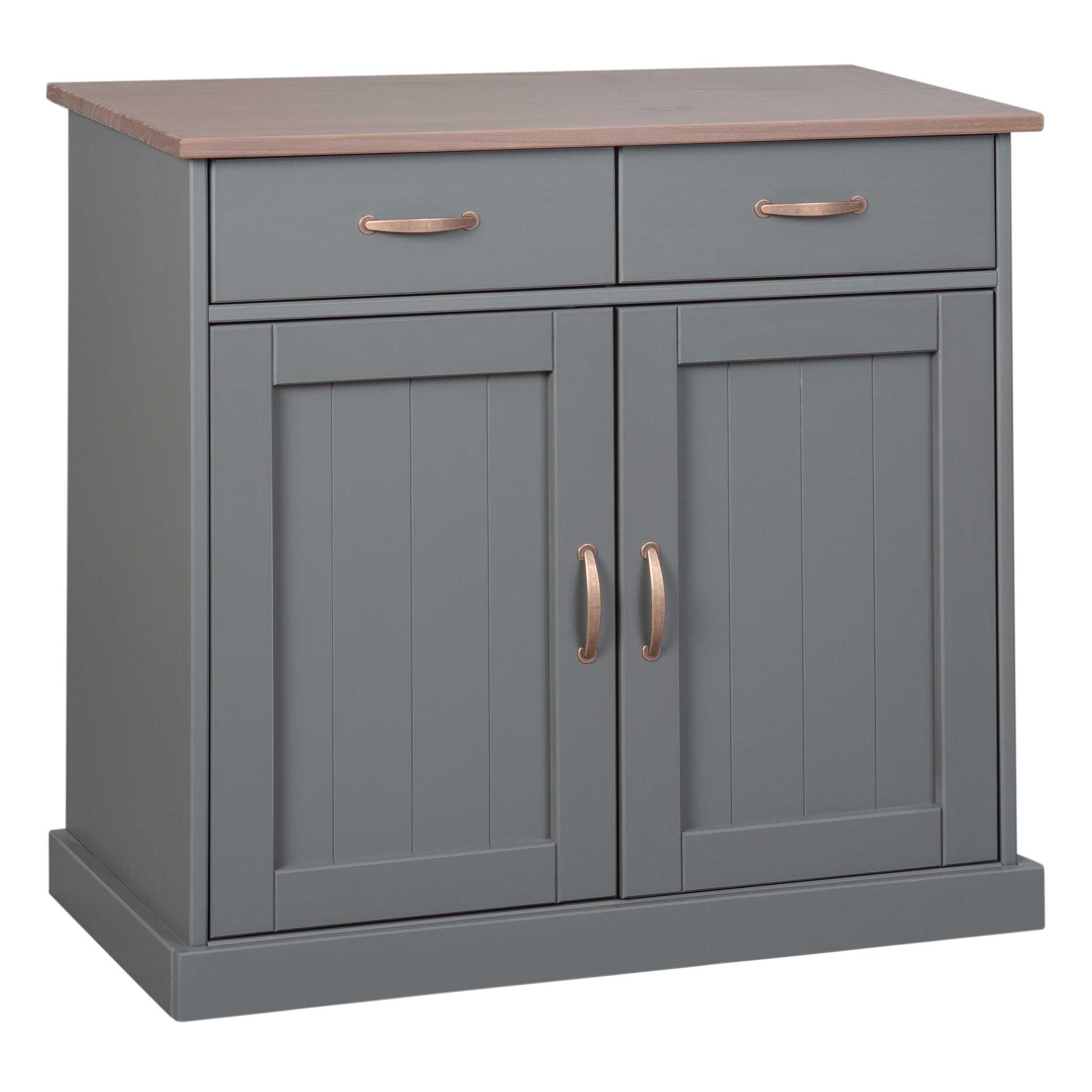 Commode Cerci 90cm avec 2 portes & 2 tiroirs - gris