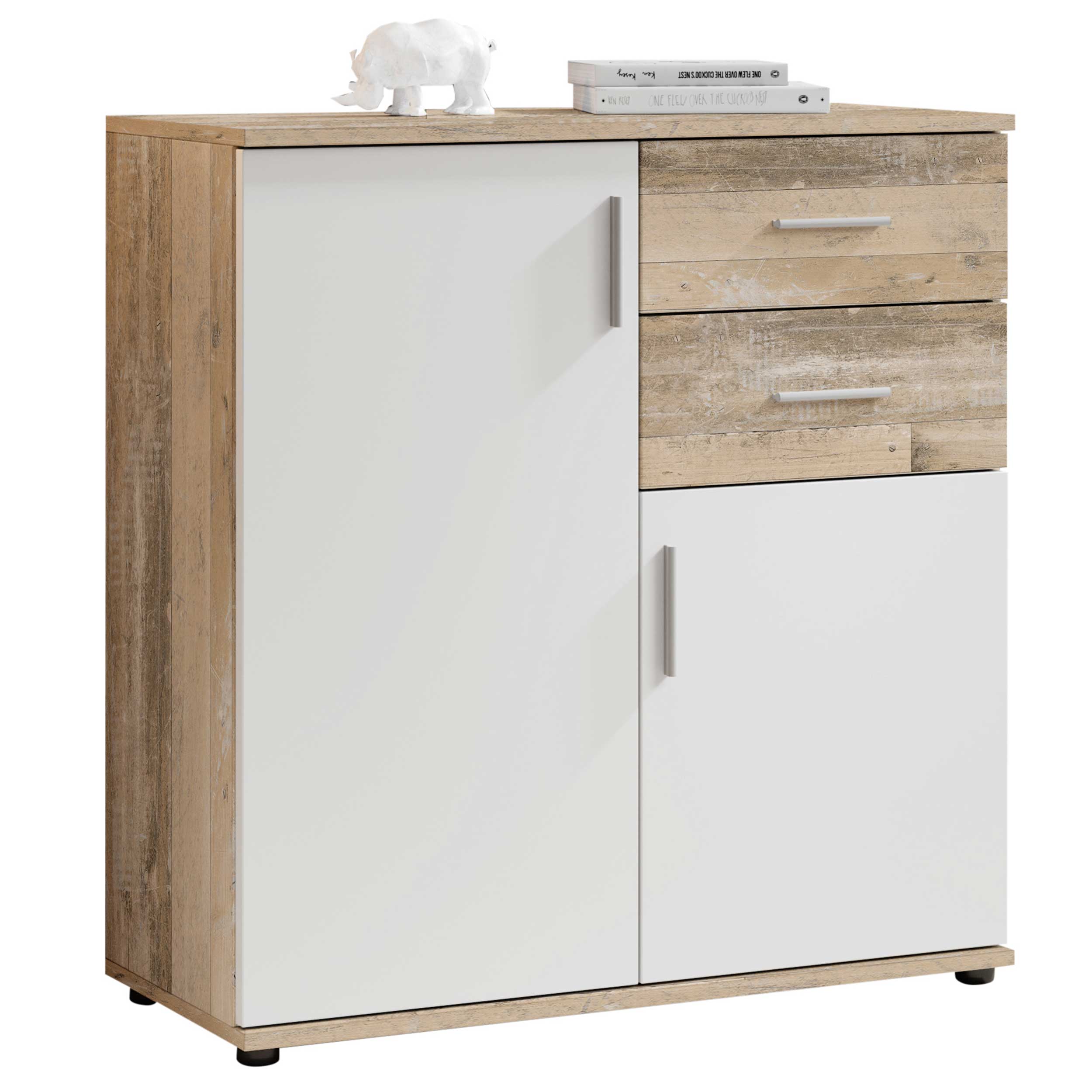 Commode Debby 2 portes 2 tiroirs - blanc/chêne - Image 8