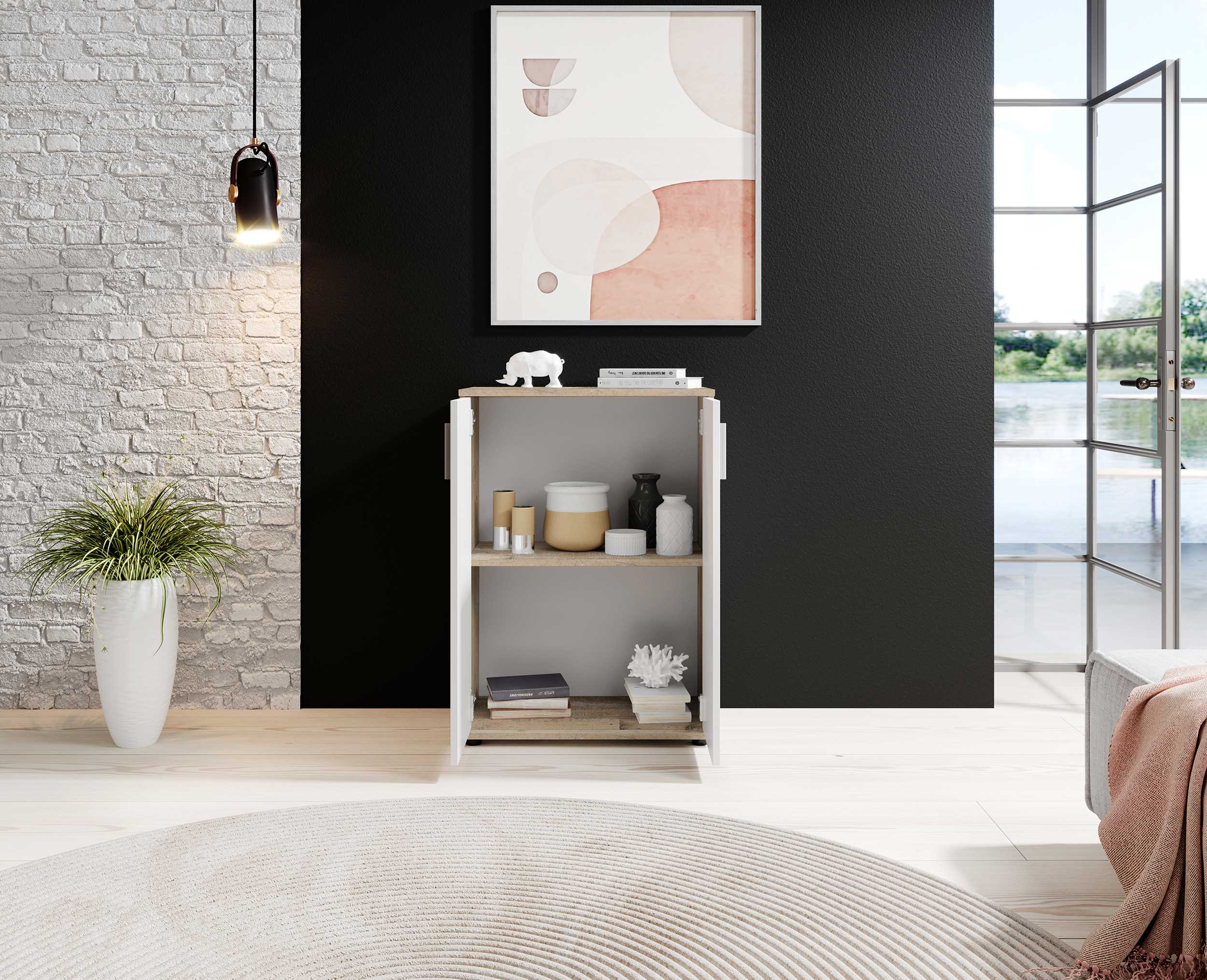 Commode Debby 2 portes - blanc/chêne sonoma - Image 4