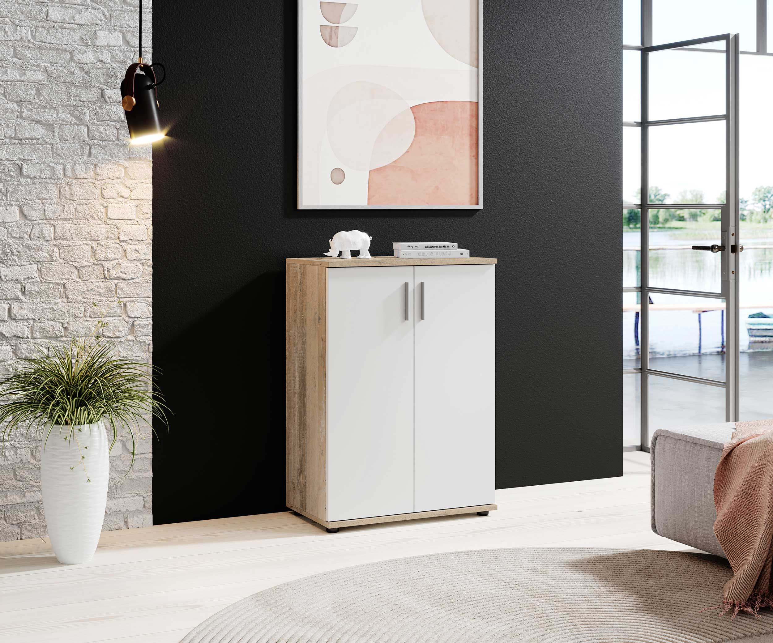 Commode Debby 2 portes - blanc/chêne sonoma - Image 6